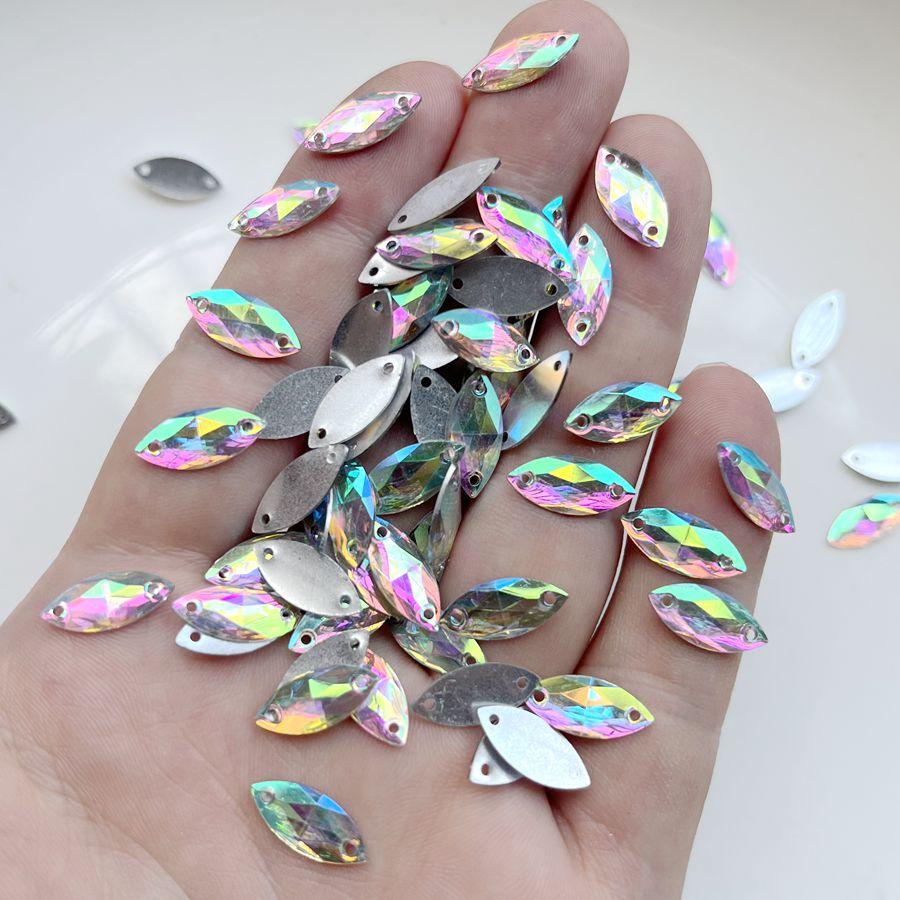 

100 блестящих круглых/маркизных страз из смолы с двумя отверстиями для пришивания, подходящих для украшения платья, изготовления DIY-украшений, скрапбукинга Horse eye shaped 100pcs