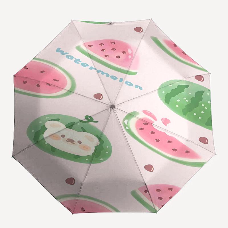 

1pc Watermelon umbrella with 8 iron ribs and a plastic handle, automatic opening and closing, portable and foldable1051