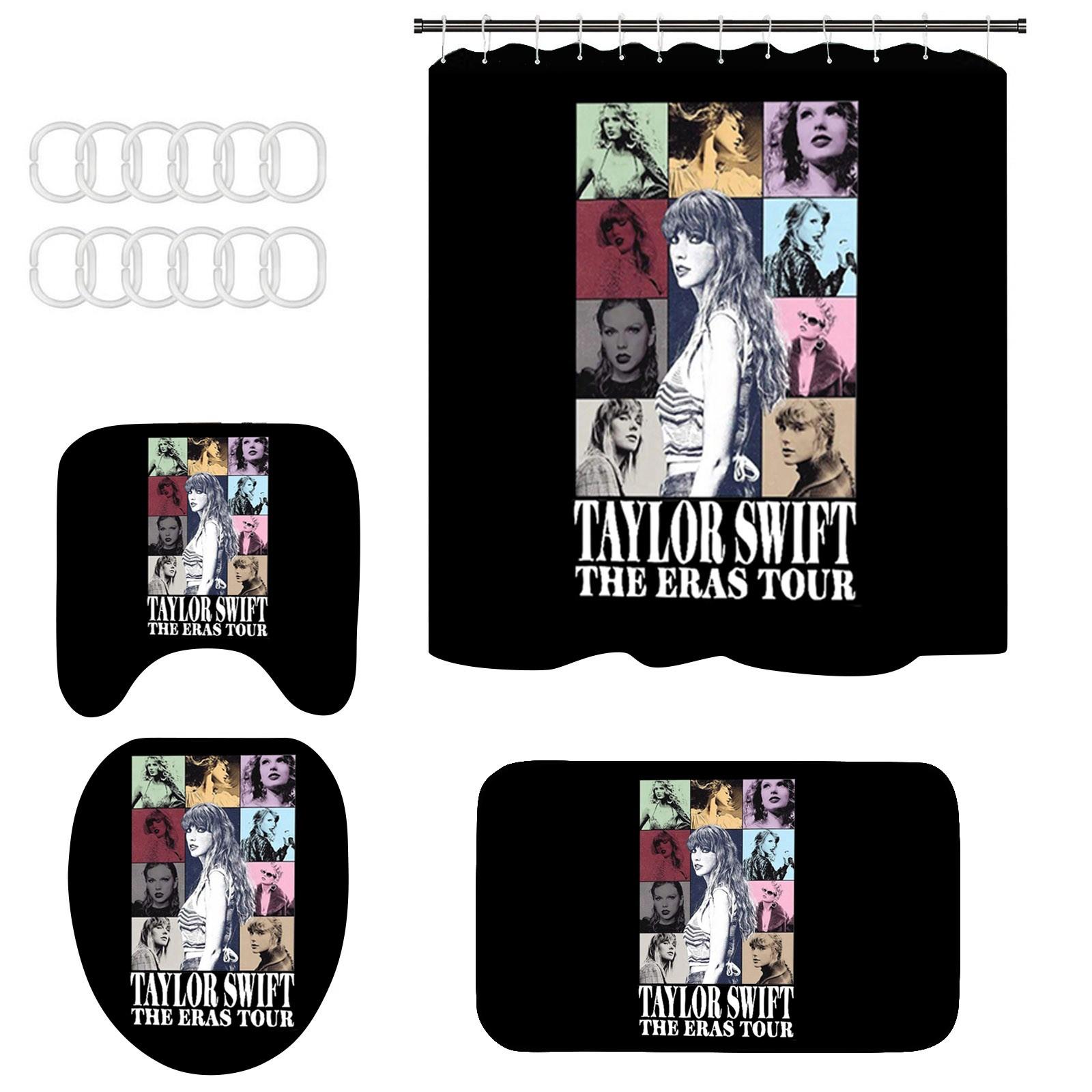 Printed Toilet Bath Mat And Shower Curtain Four-Piece Set