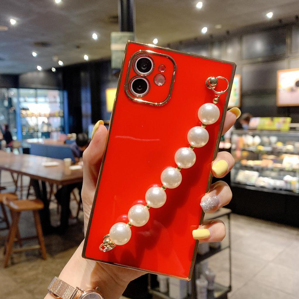 Electroplating Bracelet Is Suitable for Iphone13 Apple 11/XR Candy Square Fine Hole Silicone Mobile Phone Case Apple 8P