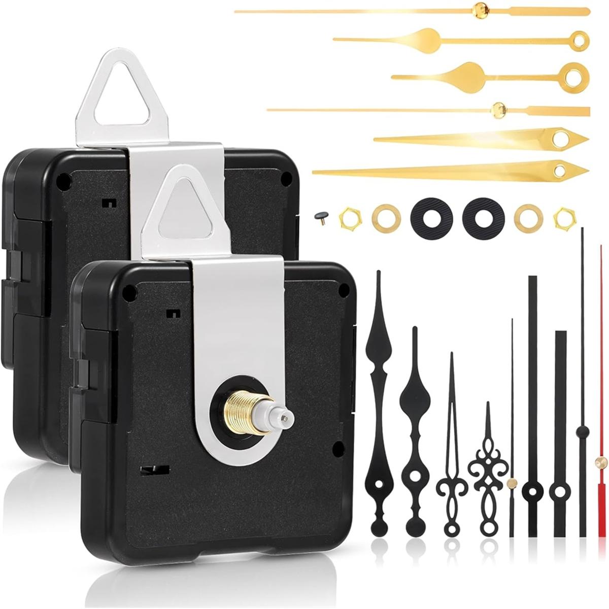 New 2pcs High Torque Long Shaft Clock Movement Mechanism with 5 Pairs of Hands - 20mm Shaft for Wall Clock Repair China Mainland