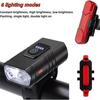 1 Set Rechargeable Bicycle Flashlight Bike Light Front Led Power Display Cycling Headlight Taillight For Cycling Riding Safety