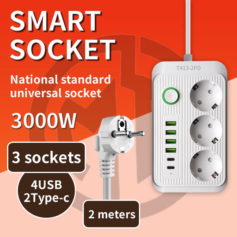 European Standard 16A Power Strip with Two-Pin Socket for Russian, German, Korean, and Austrian Use