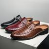 Leather Black Men’s Half Shoes for Men Party Shoes Casual Designer Shoes Fashion Loafers Luxury Black Slippers New Summer