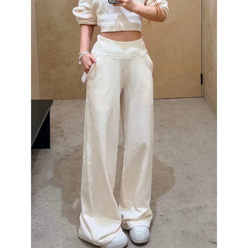 

Women s High Waist Wide Leg Sweatpants Casual Loose Fit Trousers S абрикосовий
