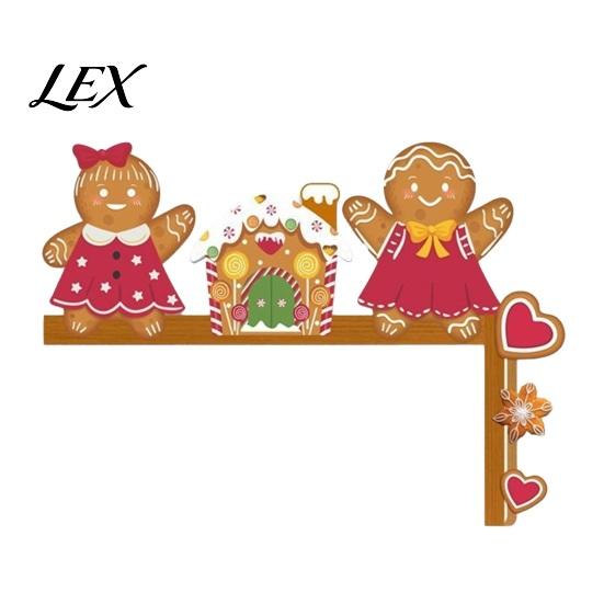 Christmas Door Corner Decoration Topper, Wooden Sign, Santa Snowman Gingerbread Frame Art Man Decor for Home Holiday Party Tree Sign