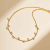 Dainty Round Snake Chain White Zircon Necklace,Gold Plated Women's Stainless Steel Necklaces,Fashion Charm Jewelry Gifts