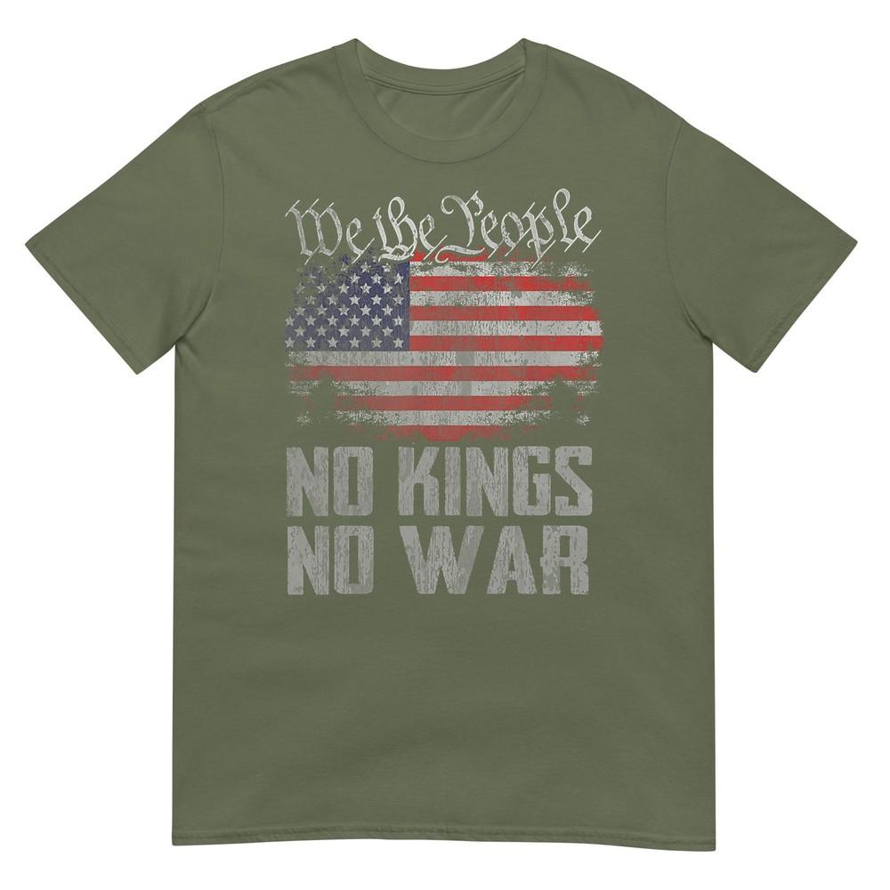 No Kings In America Us Flag Vintage No War Tshirt