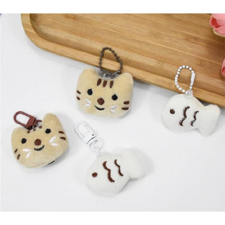 2pcs Little Cat Fish Couple Keychain Cartoon Phone Chain Plush Doll Toy Jewelry