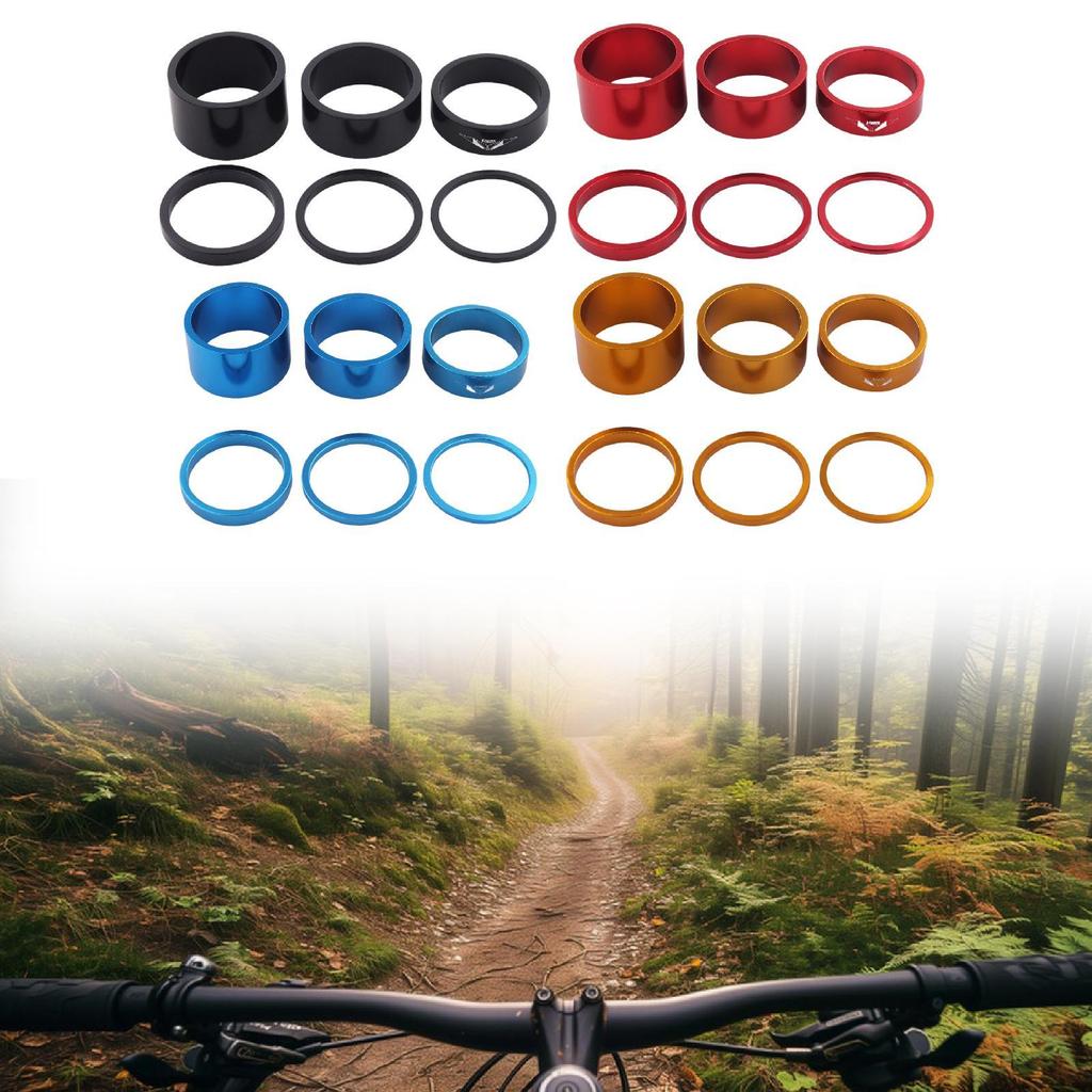 6Pcs Mountain Road Bike Headset Spacer Bikes Headset Stem Spacer for 1 1/8 Inch Bike Accessories Sturdy Headset Mount Spacer