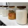  3L Kitchen Glass Jars With Acacia Airtight Lid For Flour And Sugar Baby Food Container Heat Resistant Transparent Glass