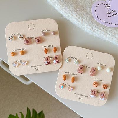 1Set Cute Cartoon Capybara Animal Earrings For Women Girls Trendy Kawaii Capybara Bread Earrings Jewelry Accessories Gifts
