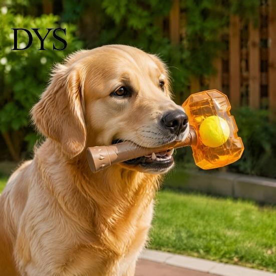 Active Play Dog Accessories 2Pcs Squeaky Hammer Toys with Tennis Ball Inside, Interactive Fetch Toys, Safe Pet Equipment Rubber Chew Toy for