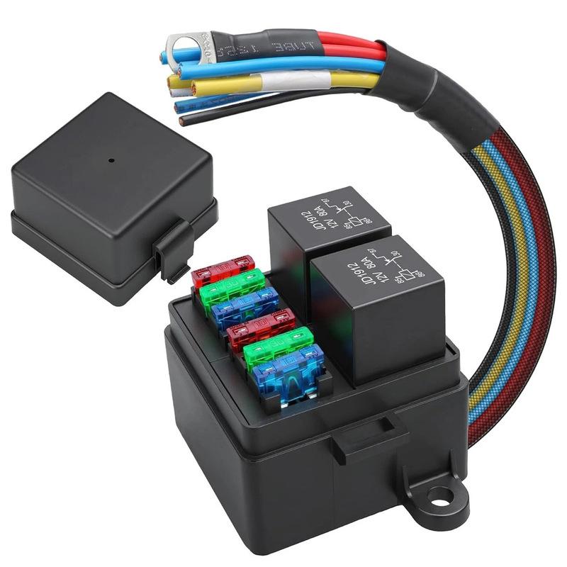 1pc 12V 6-Way Car Fuse Box With Relay Boxes And Fuse Holder For Cars RV Ships Car Fuse Box Automobiles Parts Accessories