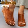 Large Size Women's Wedge Sandals Summer 2025 New Fish Mouth Wedge Heel Thick Sole Velcro Hollow Sandals