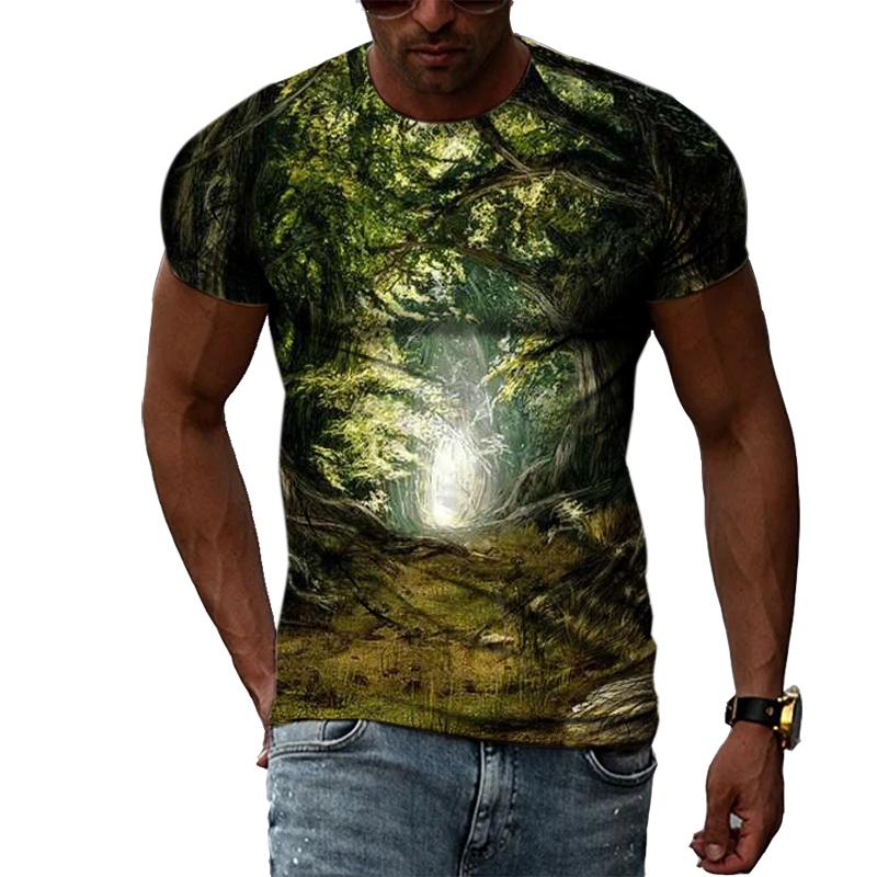 Letní módní trend Přírodní scenérie trička s grafikou Pro muže Neformální Krajina Vzor Tisk 3D Tričko s výstřihem do O Krátký rukáv Top