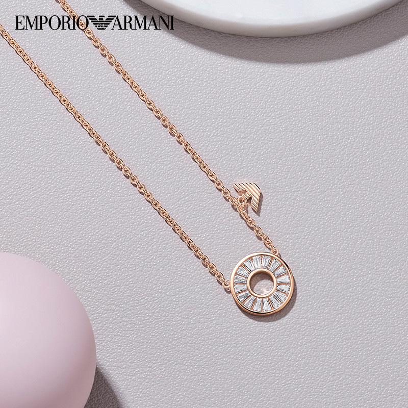 Emporio Armani Square Diamond Fashion Safety Buckle Ferris Wheel 925 Silver Necklace Women's Rose Gold F Basic Packaging-brand Original Box