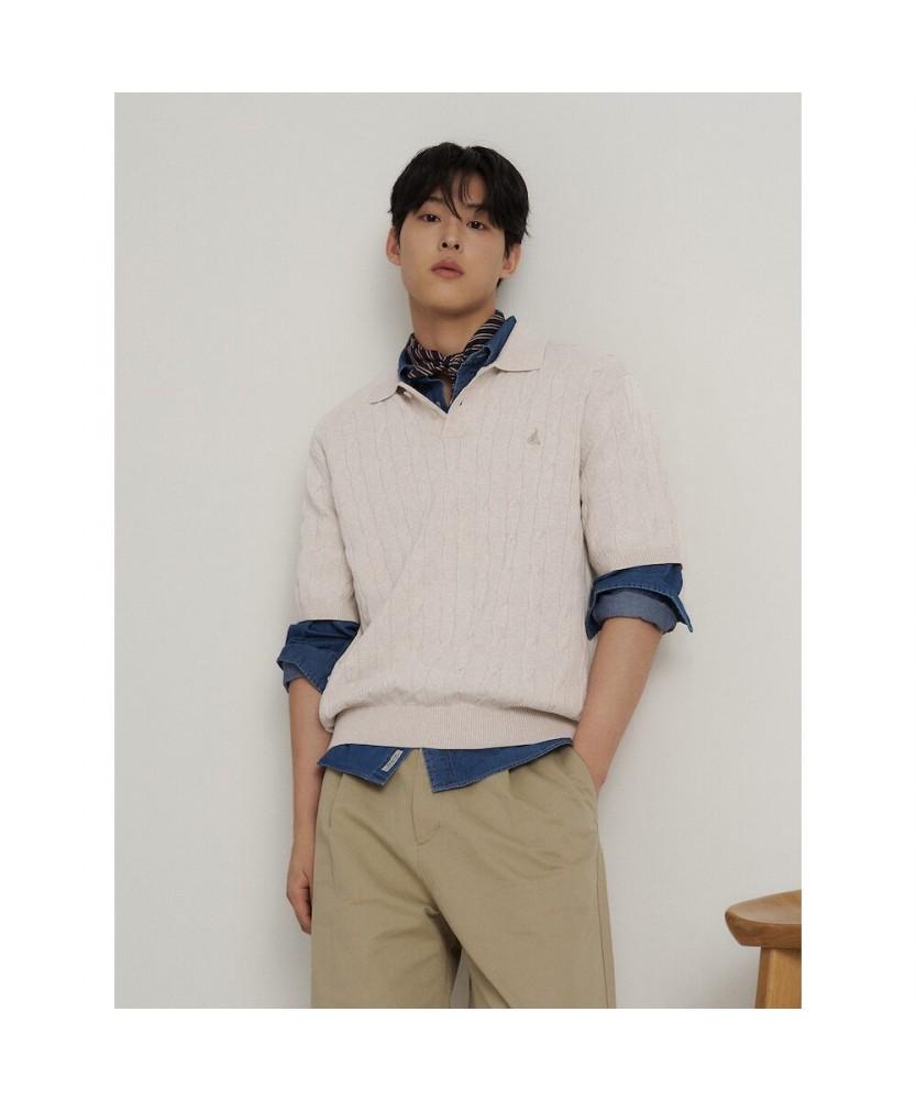 Binpolmen Cable Collar Neck Knit Ivory