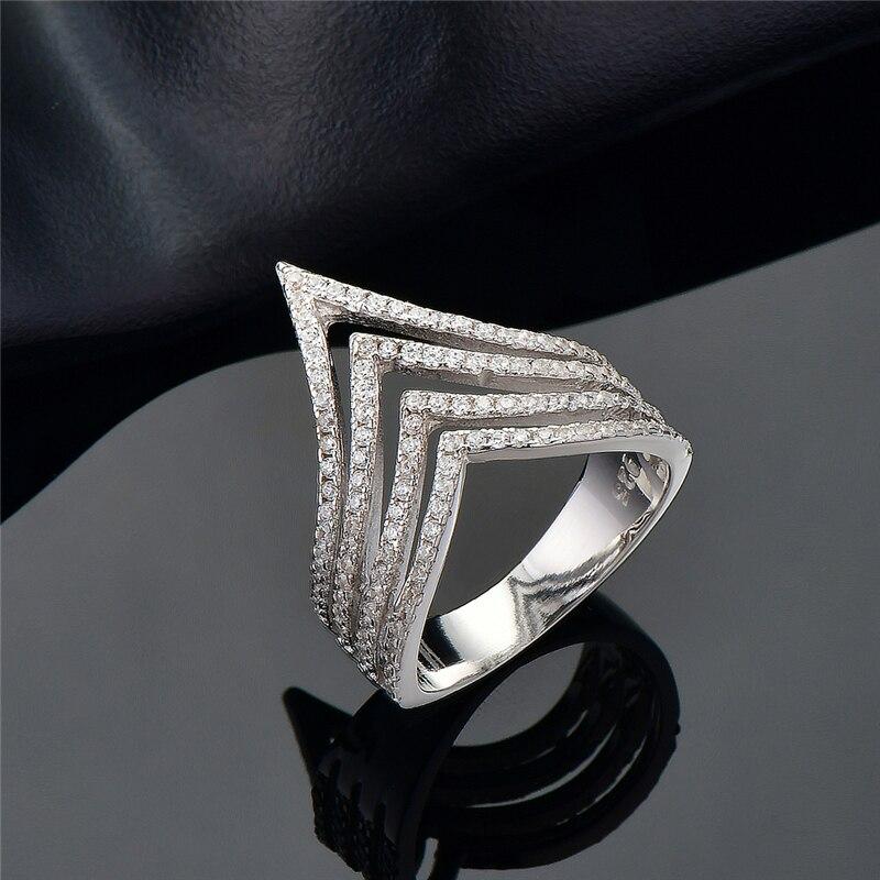 925 Sterling Silver Special Party Rings For Women Stackable Gradient Sharp Arrow Micro Pave Crystal Cz Accessories Jewelry