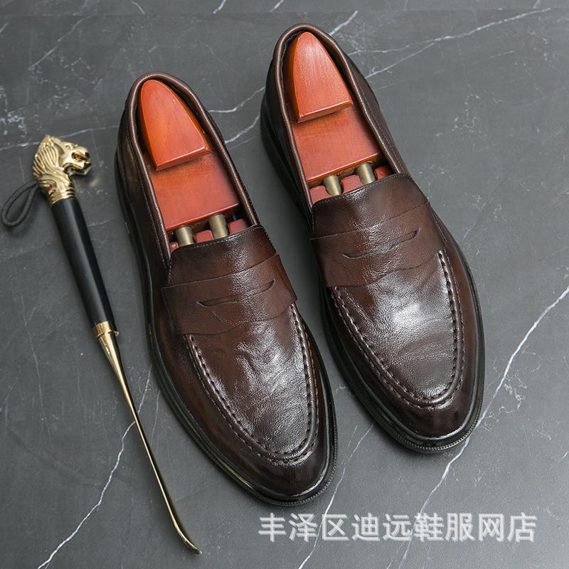 

38 casual shoes business dress British style large size loafers 45 size youth platform leather shoes 45 коричневий