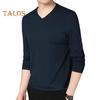 Uomo Autunno Primavera Top Scollo a V Maniche Lunghe Colore Puro Slim Fit Sottile Pullover T-shirt Abbigliamento Quotidiano Sportivo Abbigliamento da Casa