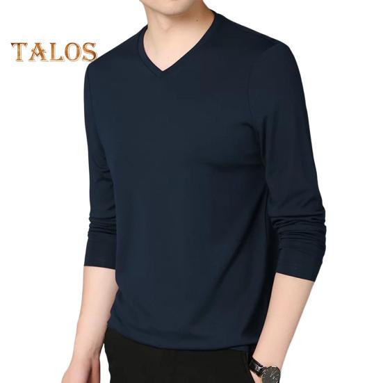 

Мужской осенне-весенний топ с V-образным вырезом и длинными рукавами, однотонный облегающий тонкий пуловер, футболка, повседневная спортивная домашняя одежда XL