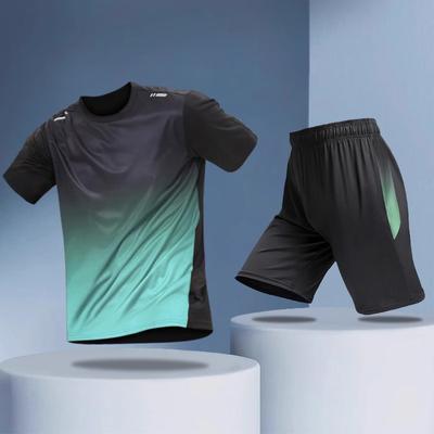 Summer T-Shirt Shorts Set Badminton Top Quick Drying Fitness Training Sport Outdoor Casual Running Tracksuit
