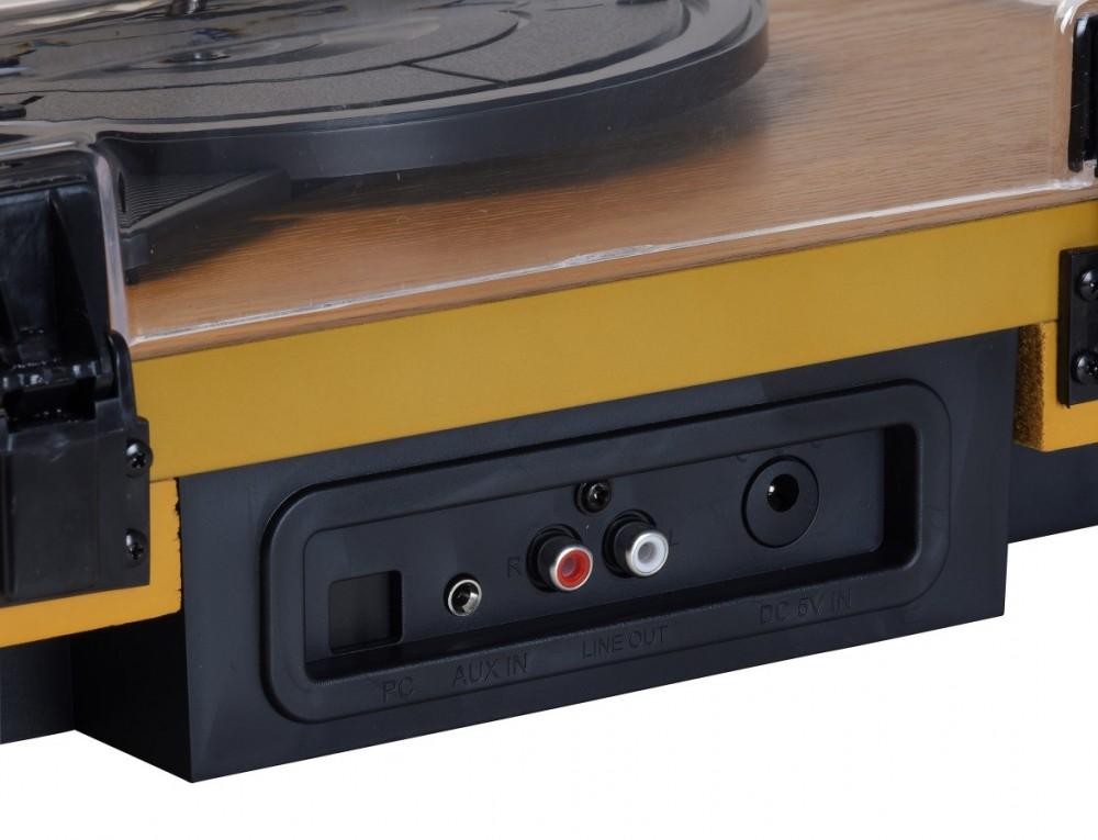 DENVER VPL-230 - Record Player with Built-in Speakers, Bluetooth, USB and SD and MP3 Card Slot, Walnut, Denver