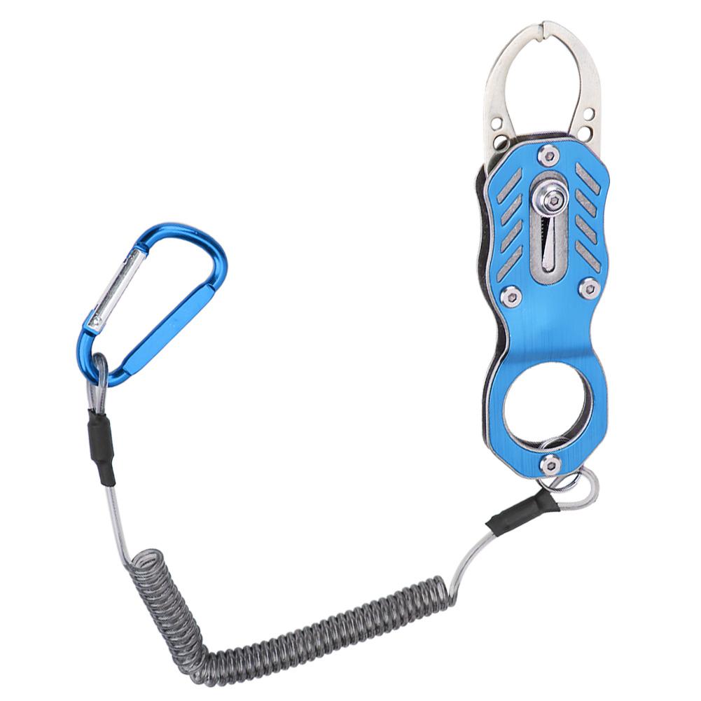 Mini Fishing Grip Aluminum Alloy Portable Fish Control Clamp with Anti‑Lost Rope(Charm Blue )