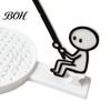 Portable Tea Bag Drip Catcher Fishing Man Holder with Coaster, Cute Stick Figure Minimalist Clip Holder, Funny Desk Cup Catcher, Novelty Accessory for