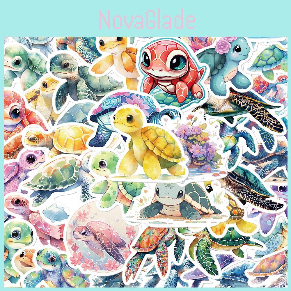 Cute Cartoon Turtle Stickers 50 Waterproof Diy Decals For Guitar Notebook And Luggage