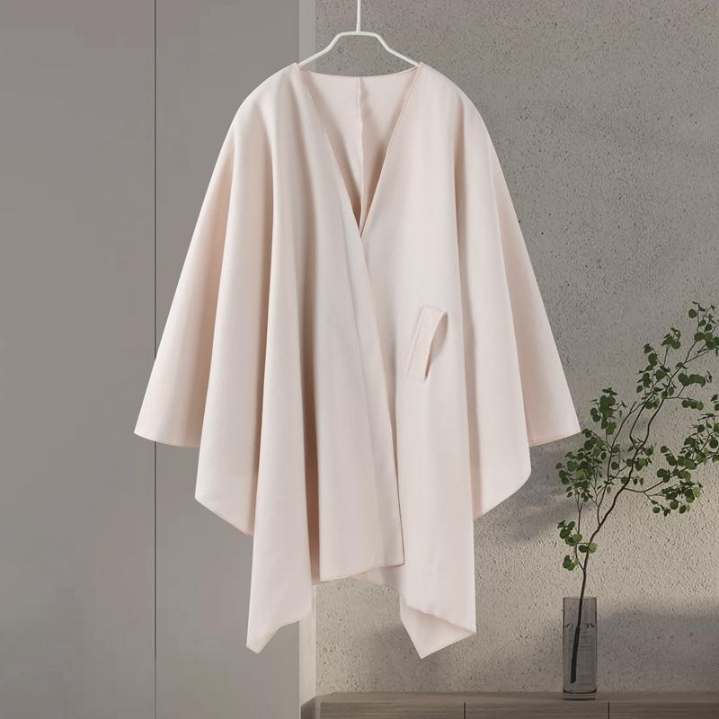 Chaqueta Capa Chal para Mujer Otoño e Invierno Abrigo Holgado con Cuello en V