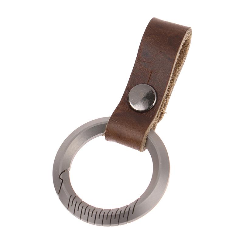 Titanium Alloy Leather Waist Belt Buckle Keychain Car Pendant Edc Outdoor Tool Men Women Luxury Accessories Gifts