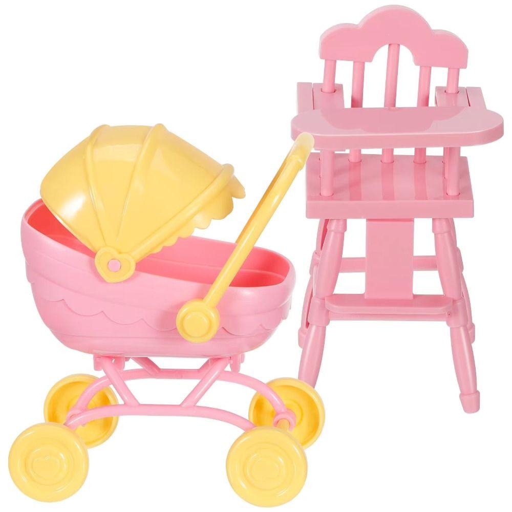 High Chair Dollhouse Stroller Pretend Play Dollhouse Baby Furniture DIY Accessories