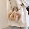 Modische, hochstrukturierte, gewebte Griffe, Wolkenplüschtasche, große Kapazität, Kunstpelz, Handtaschen für Mädchen, süßer Kürbis, Herbst/Winter, neue, vielseitige Damen-Umhängetasche