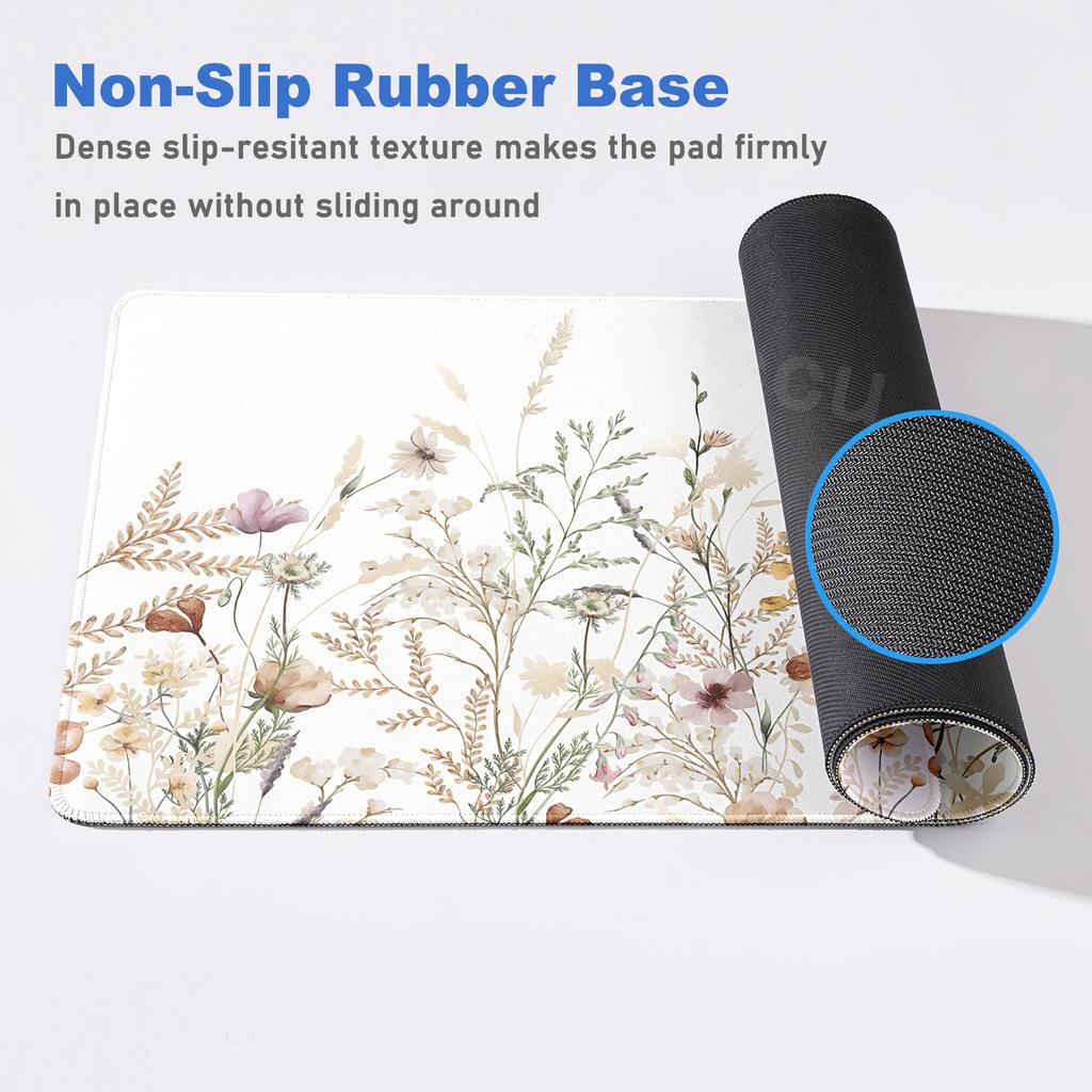 Bohemian-Style Floral Plants Mouse Pad Plant Aesthetics XXL Gamer Laptop Keyboard Desk Mat PC Extended Pad HD Office Accessories