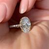 Huitan Oval Finger Ring Band Dazzling Brilliant CZ Stone Four Prong Setting Classic Wedding Anniversary Gift For Wife&Girlfriend