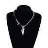 Elegant Oval Mirror Pendant Necklace With Black Diamonds Effect For Women Fashion Jewelry
