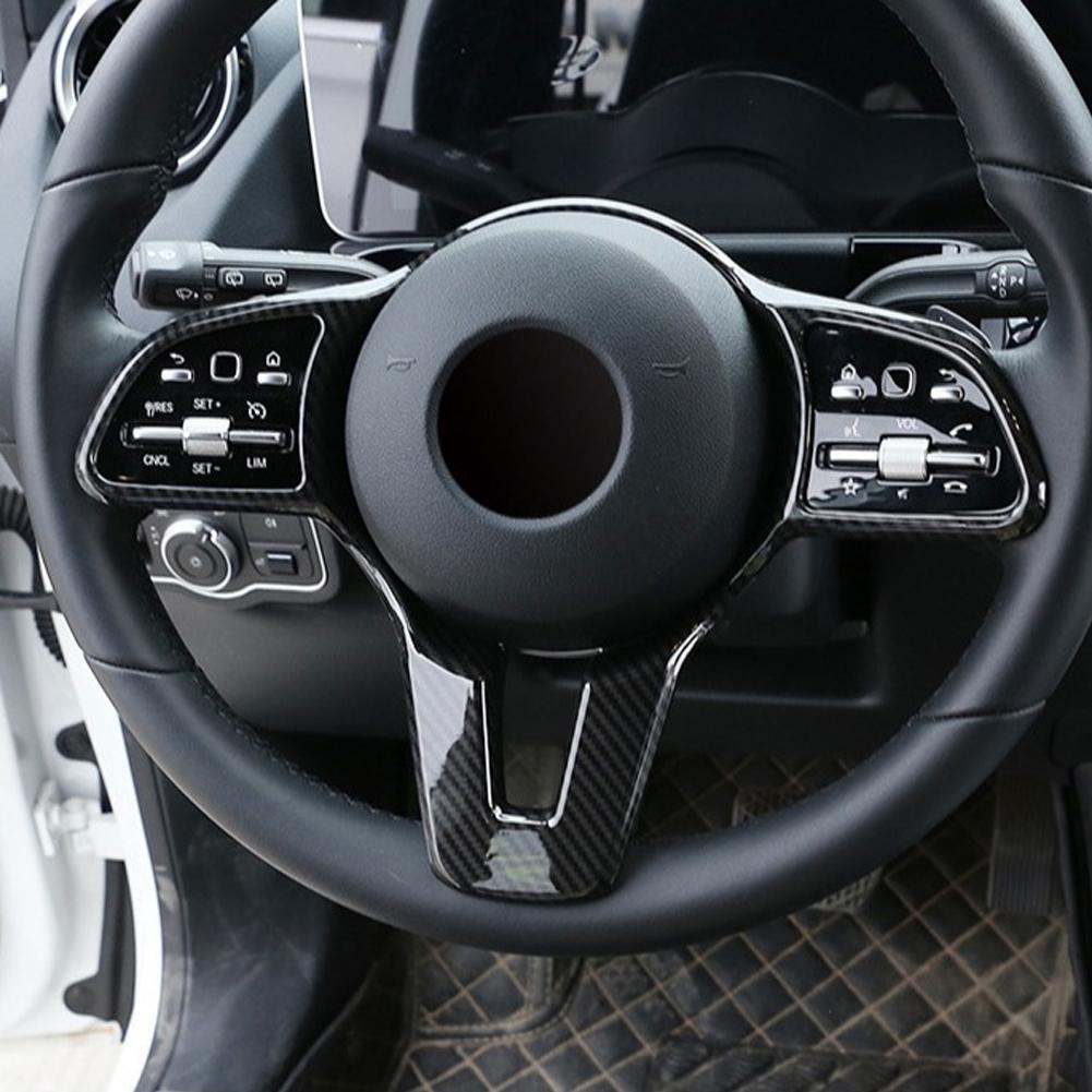Auto Lenkrad Knopf Rahmen Zierleiste Abdeckung Kohlefaser Glänzend Schwarz für Mercedes Benz A B C E GLC GLA CLA GLS GLE EQC GLB