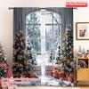 2pcs 2D Flat Printing Merry Christmas Drapes Winter Christmas Tree Snow Holiday Polyester Without Electricity Family Party for