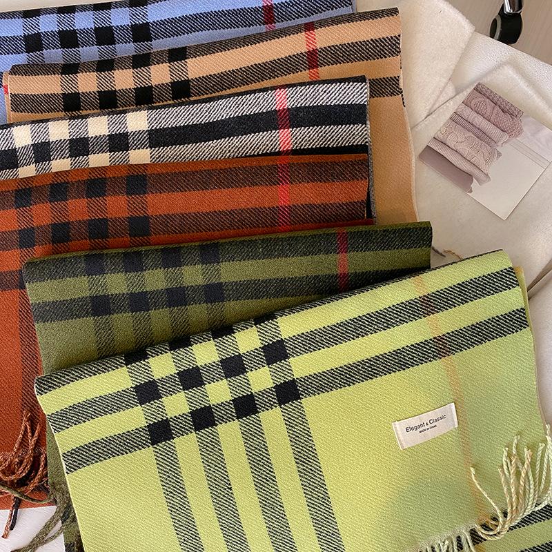 Stil Feminin Culoare Pădure Contrastant Sezon Eșarfă Față-Verso, Șal Călduros de Iarnă de Înaltă Calitate