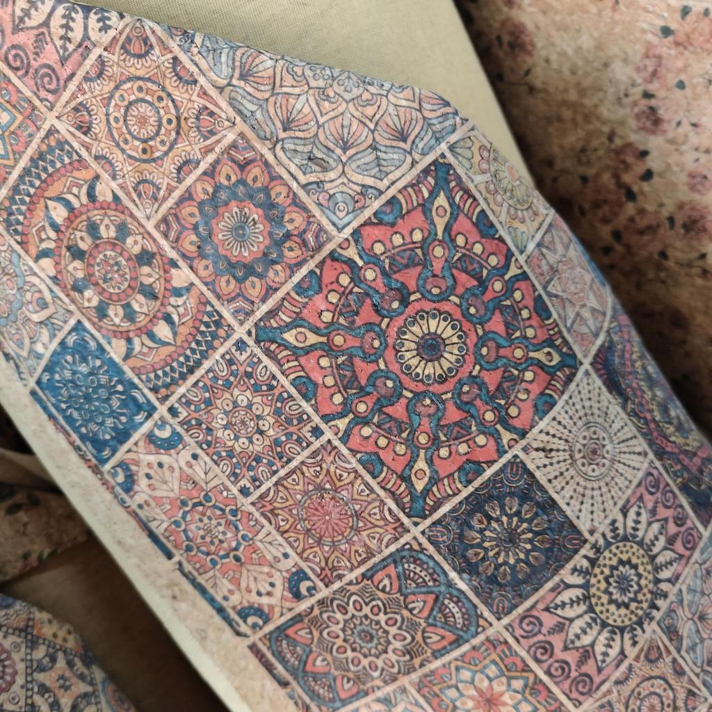Designer 0.45 mm Organic Vegan Synthetic Printed PU Leather Cork Fabric for Clothing Bags Shoes Making Phone Case Cover Notebook