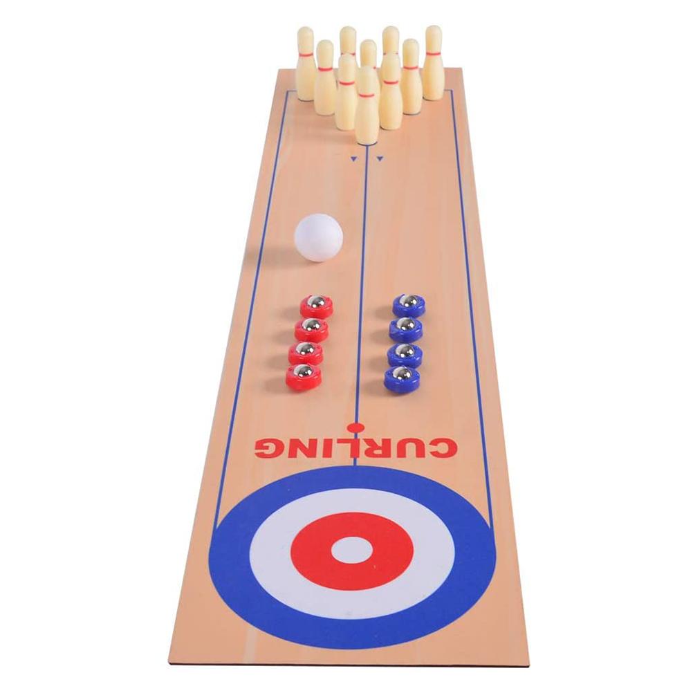 3 In 1 Table Curling Game Bowling Shuffleboard Table Set Family Games for Home Party Gift For