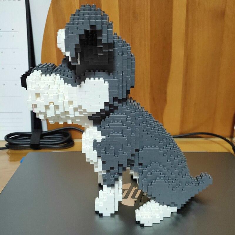 16049 Tierwelt Standard Schnauzer Hund Sitzen Haustier Puppe Modell Mini Diamant Blöcke Ziegel Gebäude Spielzeug für Kinder keine Box