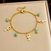 316L Stainless Steel Turquoise Gold Color Chain Bracelet For Women Girl Fashion New Trendy Jewelry Party Gift Vacation