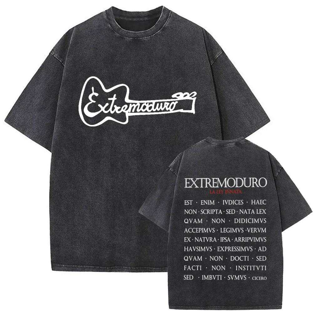 Rock Band EXTREMODURO Tour Vintage Gewaschenes T-Shirt Herren Mode Hip Hop Street T-Shirt Männlich Gothic Retro Übergroße T-Shirts