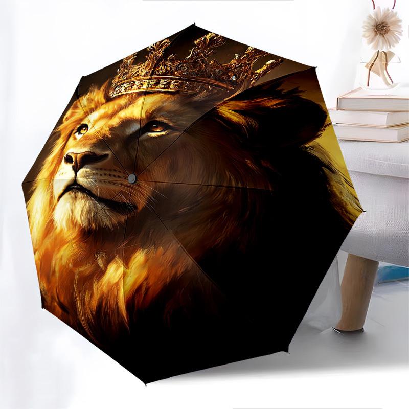Lion King, Crowned Majesty- Automatic Umbrella, Four Seasons Portable Folding Umbrella, Suitable for Men and Women, Travel, Daily Compact Um