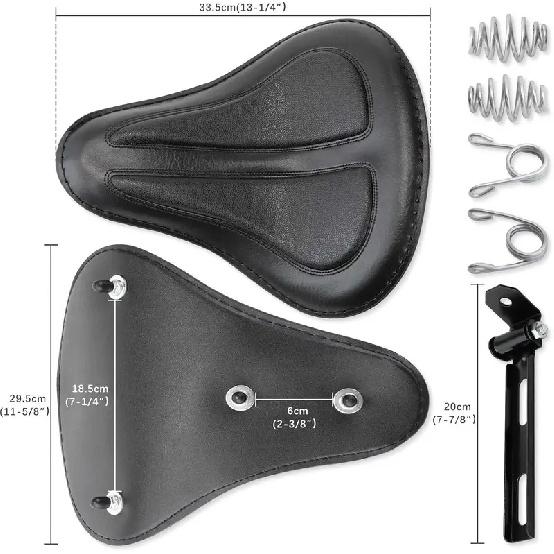 Black Motorcycle Cushion Spring Solo Seat Compatible with Harley Sportster XL1200 48 Bobber Street Chopper Honda Rebel