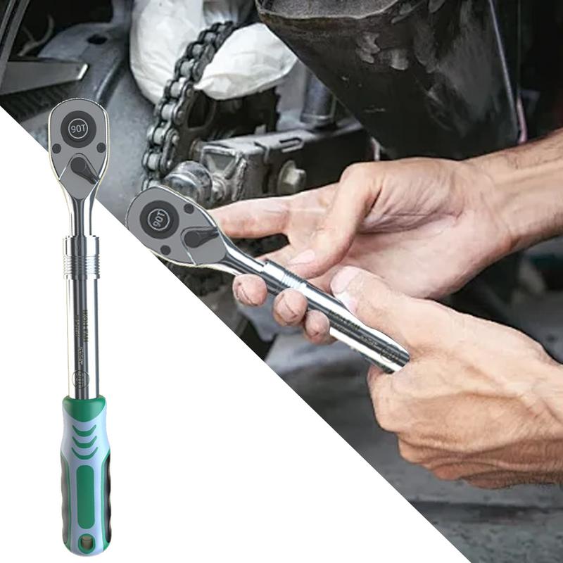 Reversible Drive Socket Wrenches Extendable Socket Wrench 90-Tooth Ratchet Wrench Adjustable Reversible Hand Tool 1/2 Inches