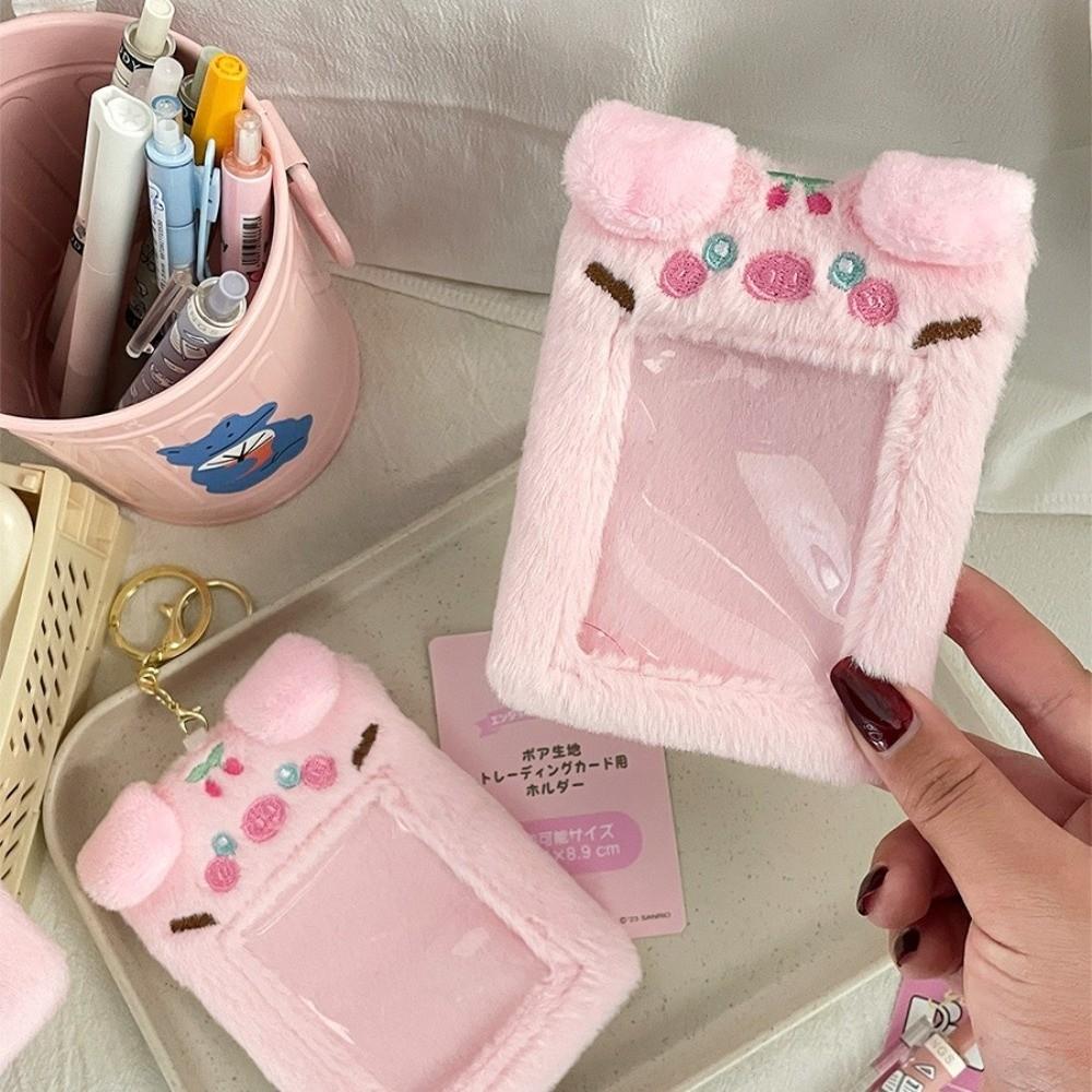 Cute Cartoon Animals Photocard Case Soft Fluffy Bag Keychain Student Card Holder Photo Card Holder Gifts Cards Sleeve